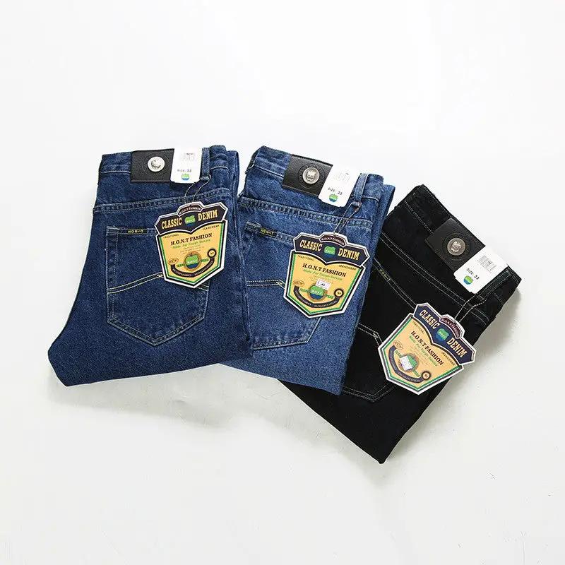 Men's Retro High-rise Loose Straight-leg Jeans blue and black by FLIPSTYLEZLLC, 3 pairs on Tampa Home & Garden Store