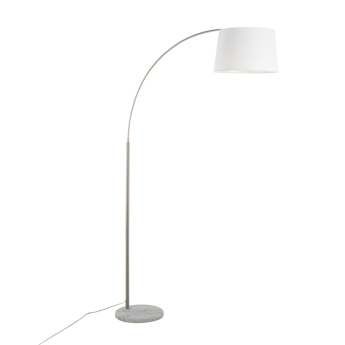 March Contemporary Design Floor Lamp HouseOfZazla curved metal arc white shade marble base on Tampa Home & Garden Store