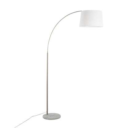 March Contemporary Design Floor Lamp HouseOfZazla curved metal arc white shade marble base on Tampa Home & Garden Store