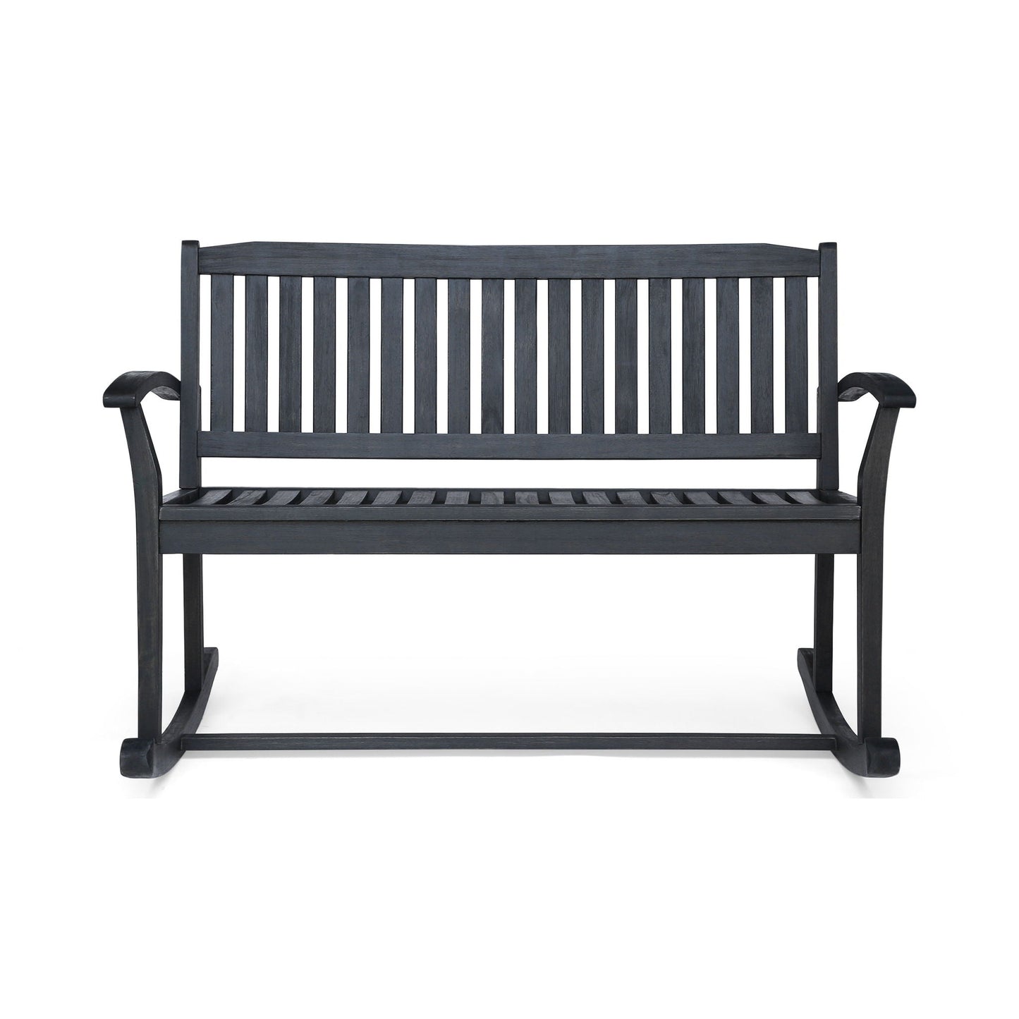 Baxter Rocking Loveseat dark gray wooden outdoor bench by HouseOfZazla on Tampa Home & Garden Store
