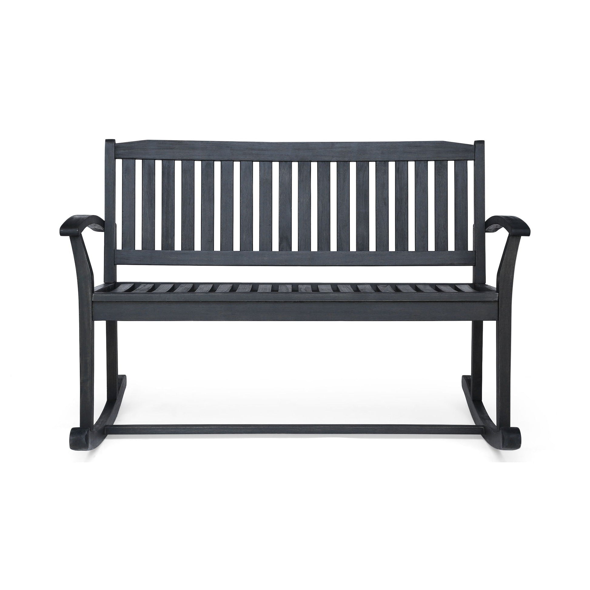 Baxter Rocking Loveseat dark gray wooden outdoor bench by HouseOfZazla on Tampa Home & Garden Store