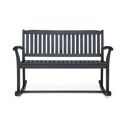 Baxter Rocking Loveseat dark gray wooden outdoor bench by HouseOfZazla on Tampa Home & Garden Store