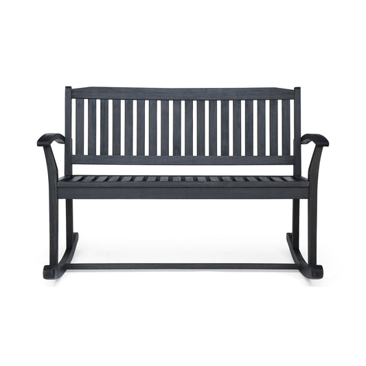 Baxter Rocking Loveseat dark gray wooden outdoor bench by HouseOfZazla on Tampa Home & Garden Store