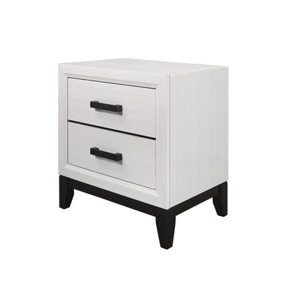 Mirage nightstand whitewashed with black metal handles and base Unique Piece Furniture on Tampa Home & Garden Store