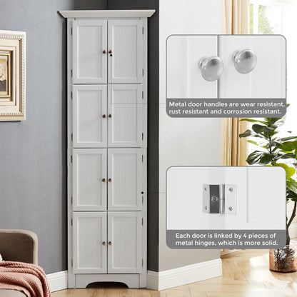 Tall Cabinet With 4 Shelves And Doors For Home