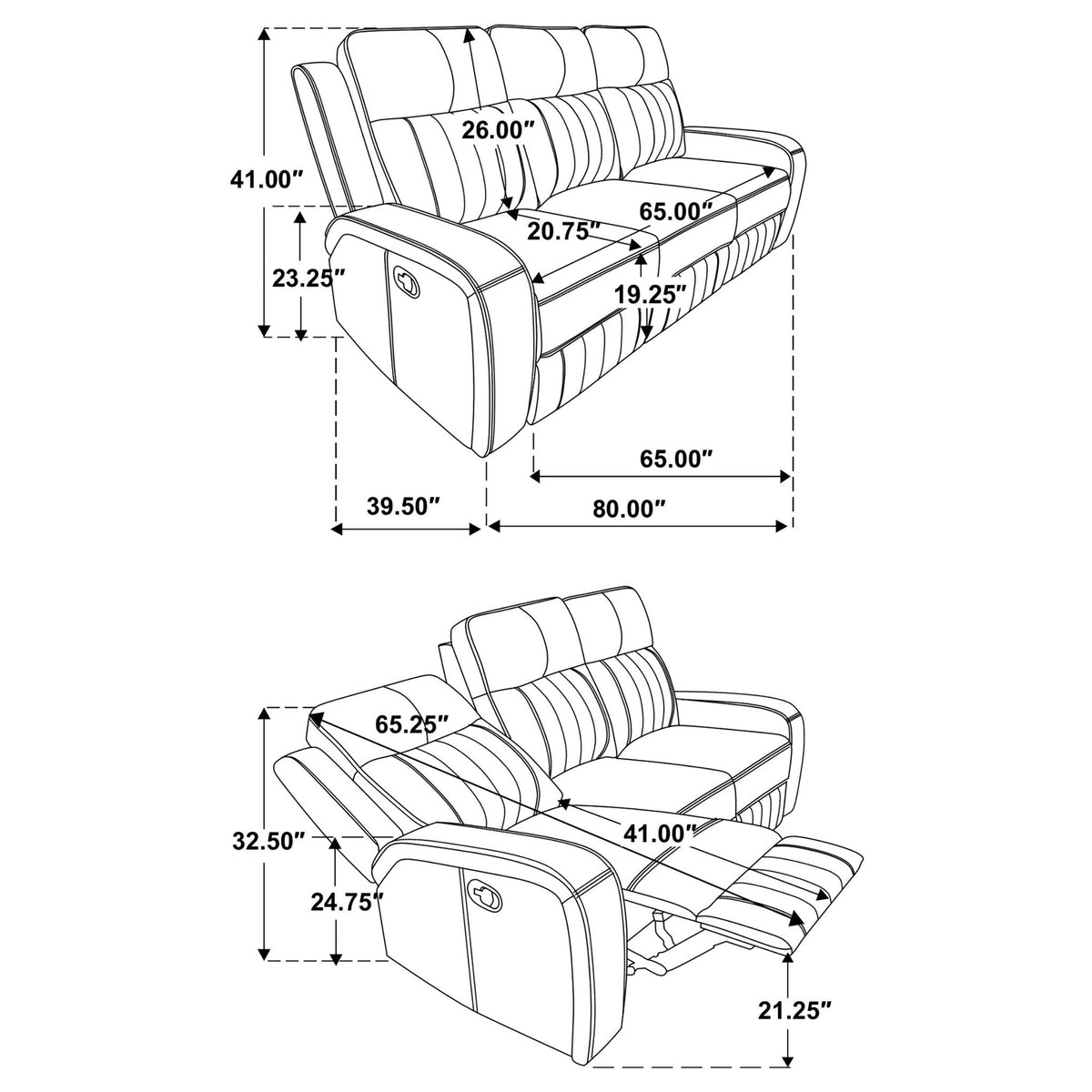 Forrest 2-Piece Gray Reclining Sofa Set by HouseOfZazla, reclining sofas and loveseats on Tampa Home & Garden Store