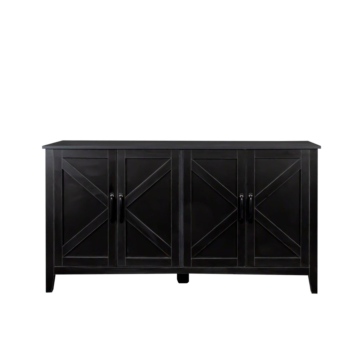 Cabinet freestanding black with four doors and diagonal cross-panel details by HouseOfZazla on Tampa Home & Garden Store