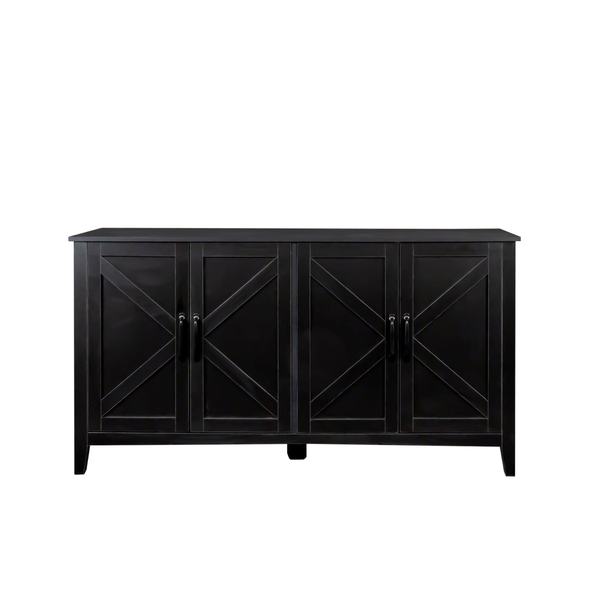 Cabinet freestanding black with four doors and diagonal cross-panel details by HouseOfZazla on Tampa Home & Garden Store