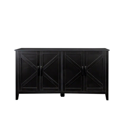 Cabinet freestanding black with four doors and diagonal cross-panel details by HouseOfZazla on Tampa Home & Garden Store