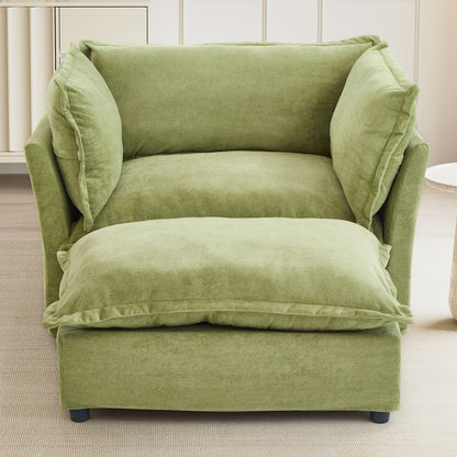 Modern Fabric Armchair with a Movable Ottoman