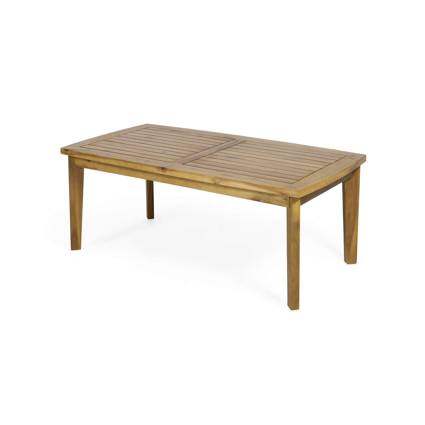 HouseOfZazla outdoor acacia wood coffee table with slatted top in natural finish on Tampa Home & Garden Store