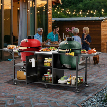 Stainless Steel Cart for Two Big Egg Grills