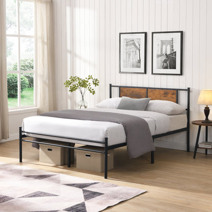 California King Bed Frame by HouseOfZazla with black metal frame and wood panel headboard on Tampa Home & Garden Store