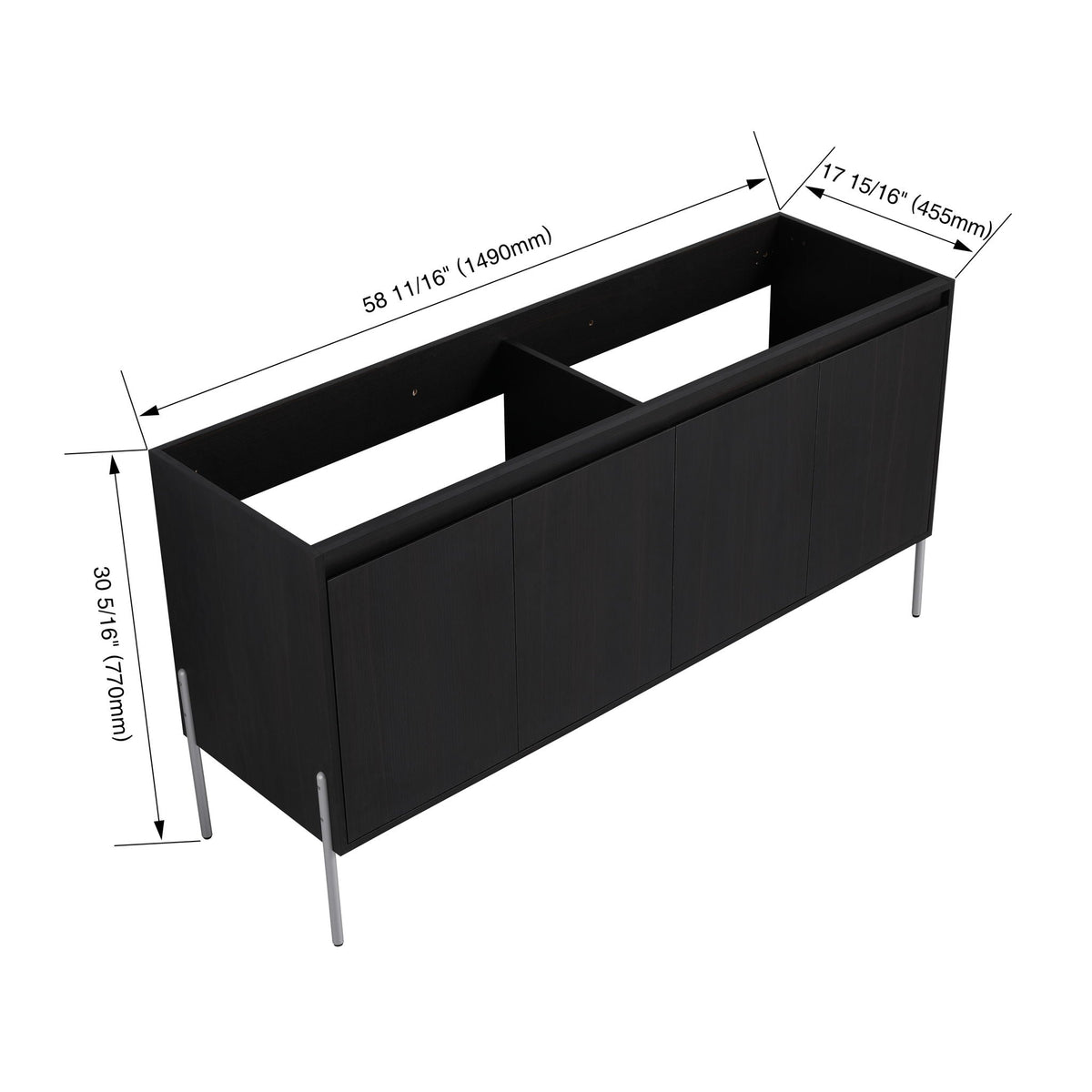Freestanding bathroom vanity with soft-close doors, dark brown finish, HouseOfZazla vanities on Tampa Home & Garden Store