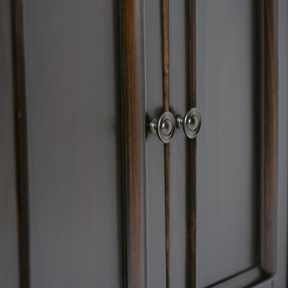 Amherst low storage cabinet with dark wood finish and metal ring pulls, accent tables on Tampa Home & Garden Store