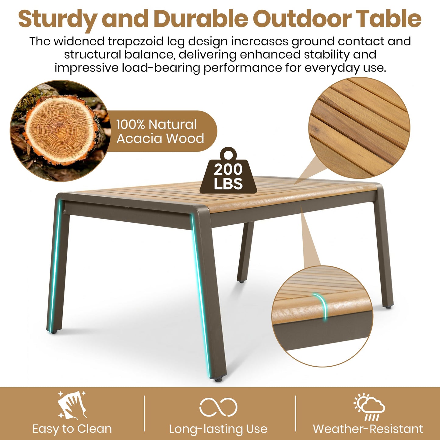 6-Piece Outdoor Furniture Set with steel-frame sofa and acacia wood table HouseOfZazla on Tampa Home & Garden Store