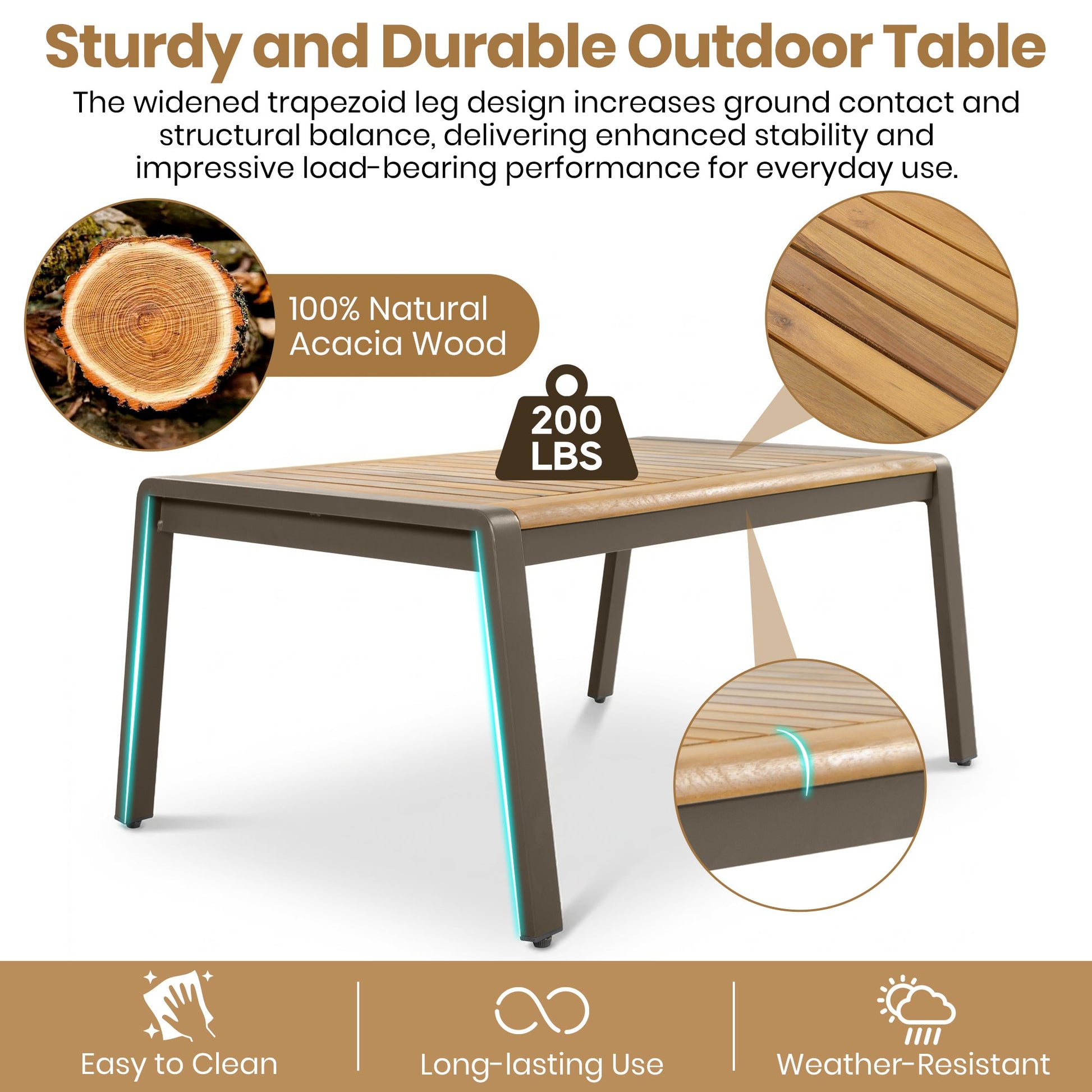 6-Piece Outdoor Furniture Set with steel-frame sofa and acacia wood table HouseOfZazla on Tampa Home & Garden Store