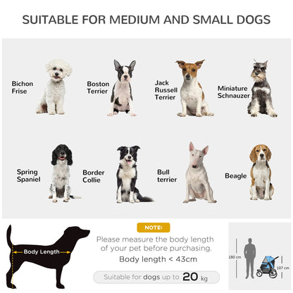 PawHut Pet Stroller size guide: small and medium dogs with Bichon Frise, Jack Russell Terrier on Tampa Home & Garden Store