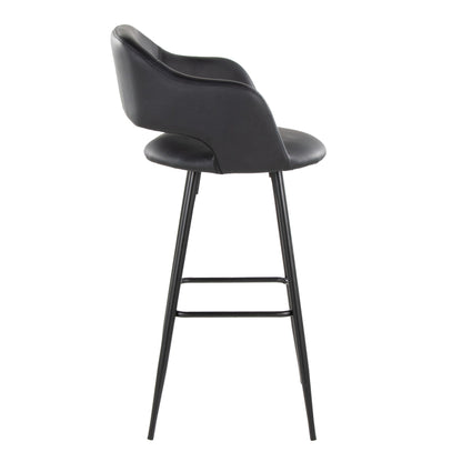 Barstool set of 2 black faux-leather contemporary fixed-height with square footrest HouseOfZazla on Tampa Home & Garden Store