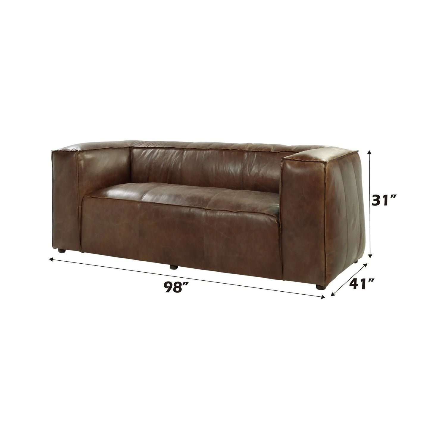 Brancaster grain leather sofa brown by Unique Piece Furniture, stationary couch 98" long on Tampa Home & Garden Store