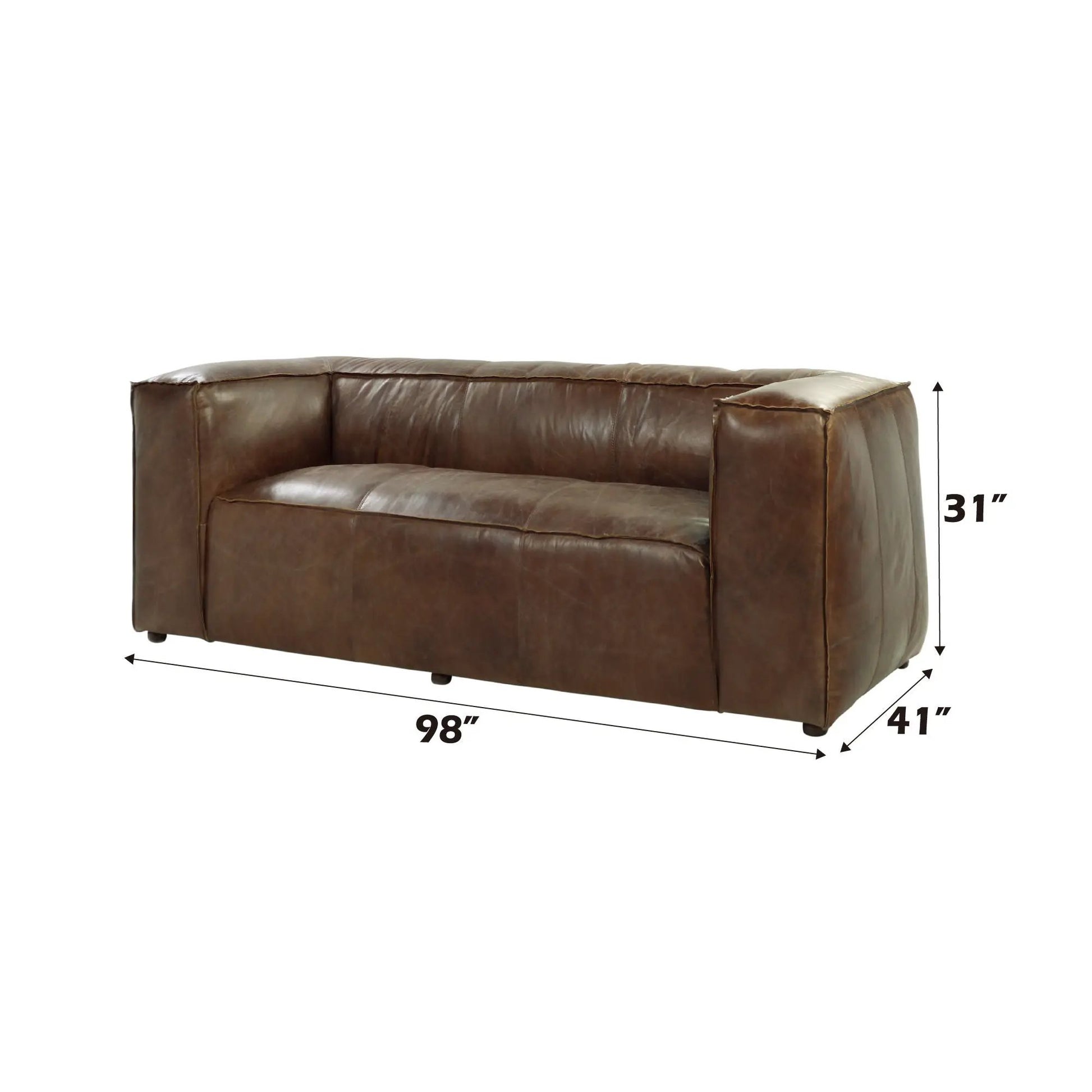 Brancaster grain leather sofa brown by Unique Piece Furniture, stationary couch 98" long on Tampa Home & Garden Store