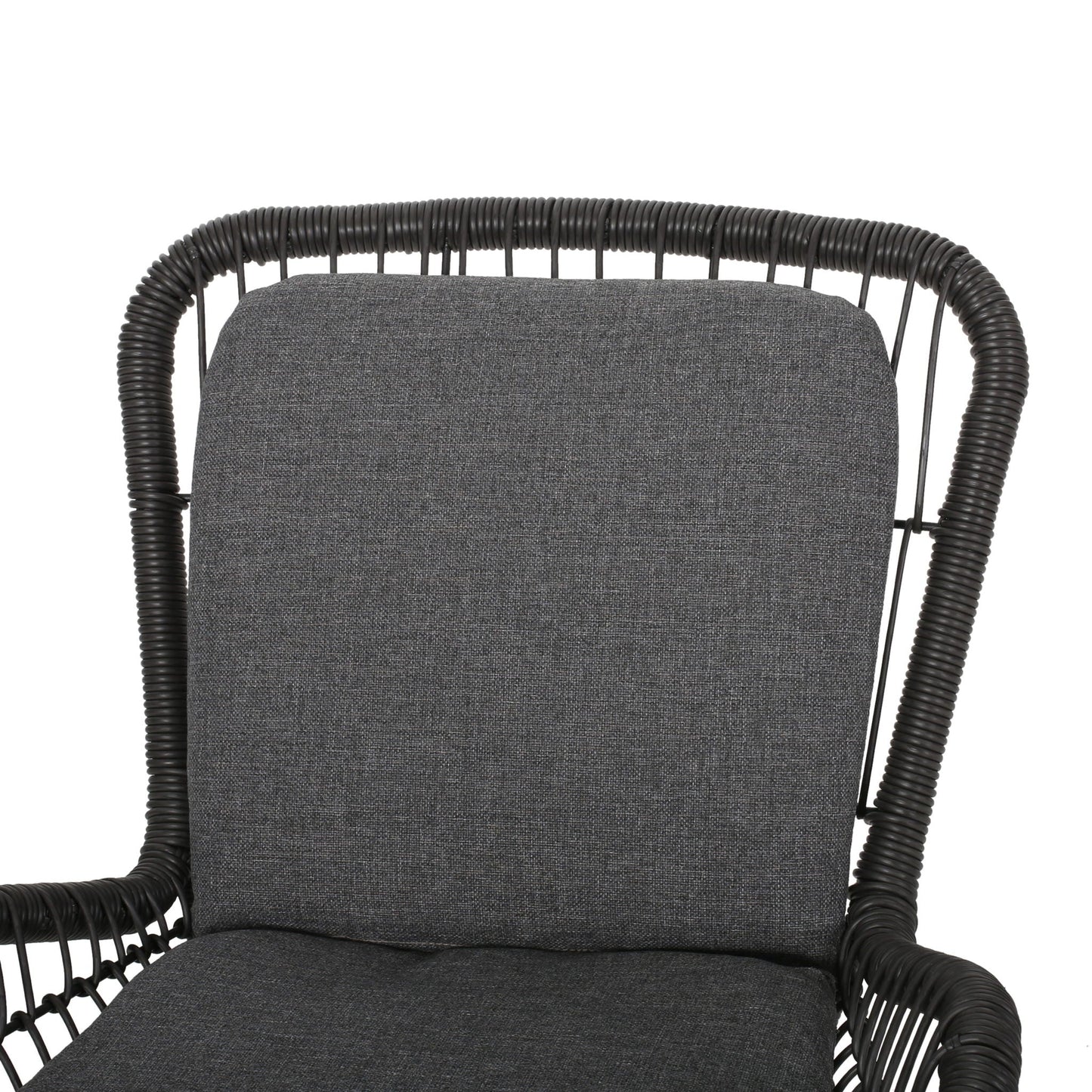 Outdoor wicker club chairs set with cushions in dark gray fabric, 2-piece on Tampa Home & Garden Store