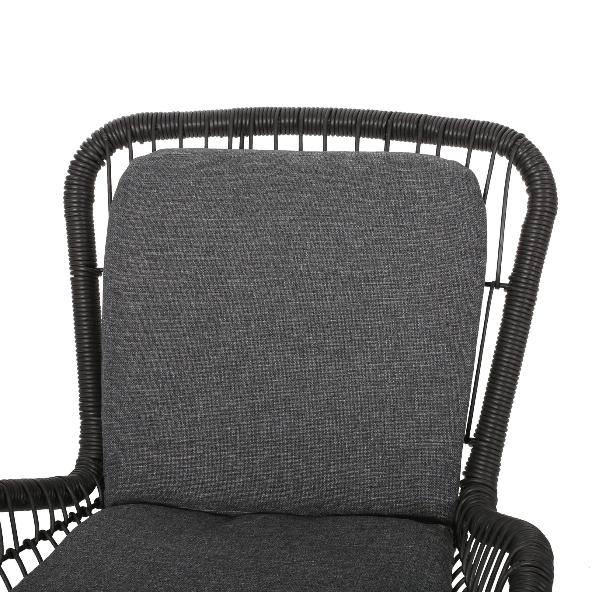 Outdoor wicker club chairs set with cushions in dark gray fabric, 2-piece on Tampa Home & Garden Store