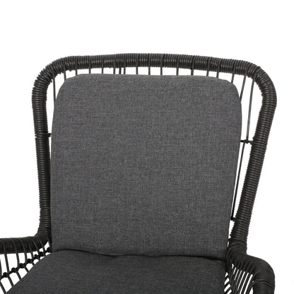 Outdoor wicker club chairs set with cushions in dark gray fabric, 2-piece on Tampa Home & Garden Store