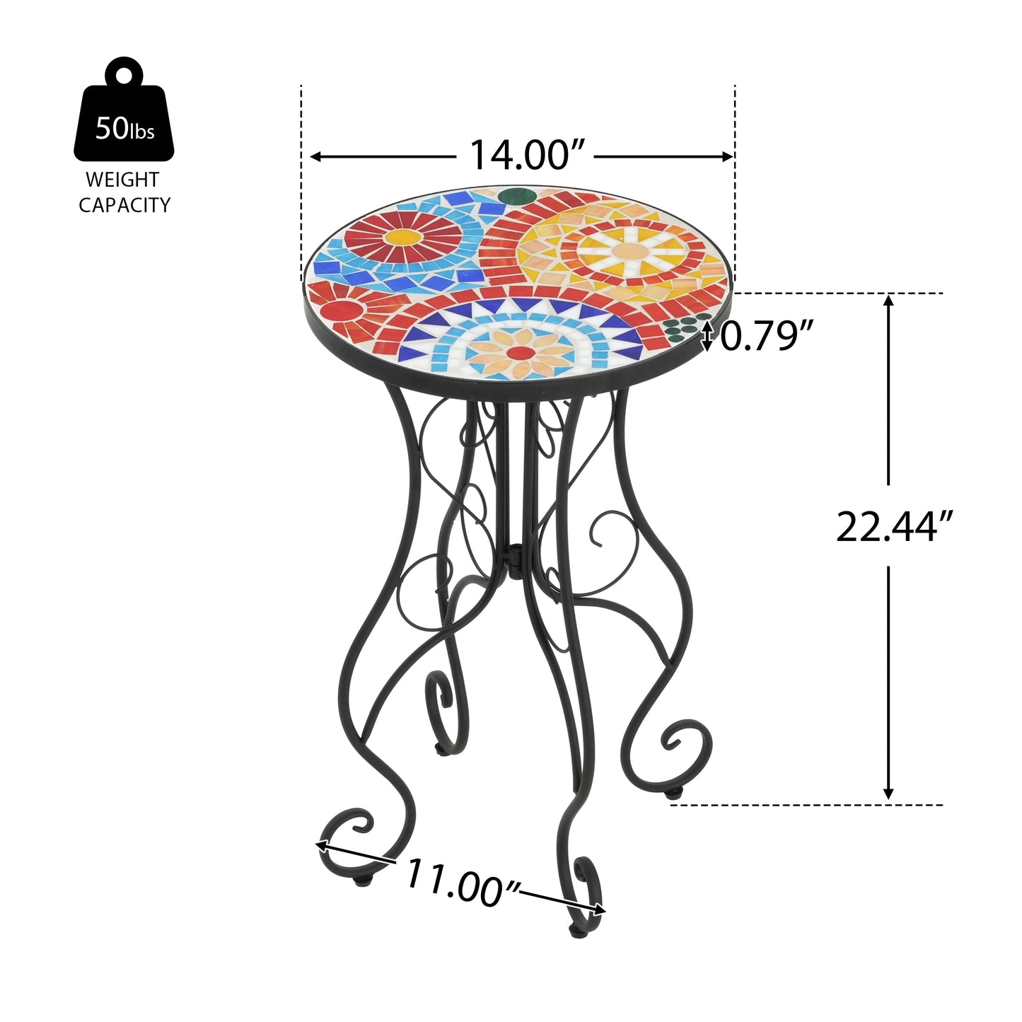 Colorful and Floral Ceramic Outdoor Side Table