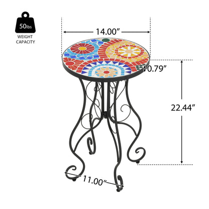 Colorful and Floral Ceramic Outdoor Side Table