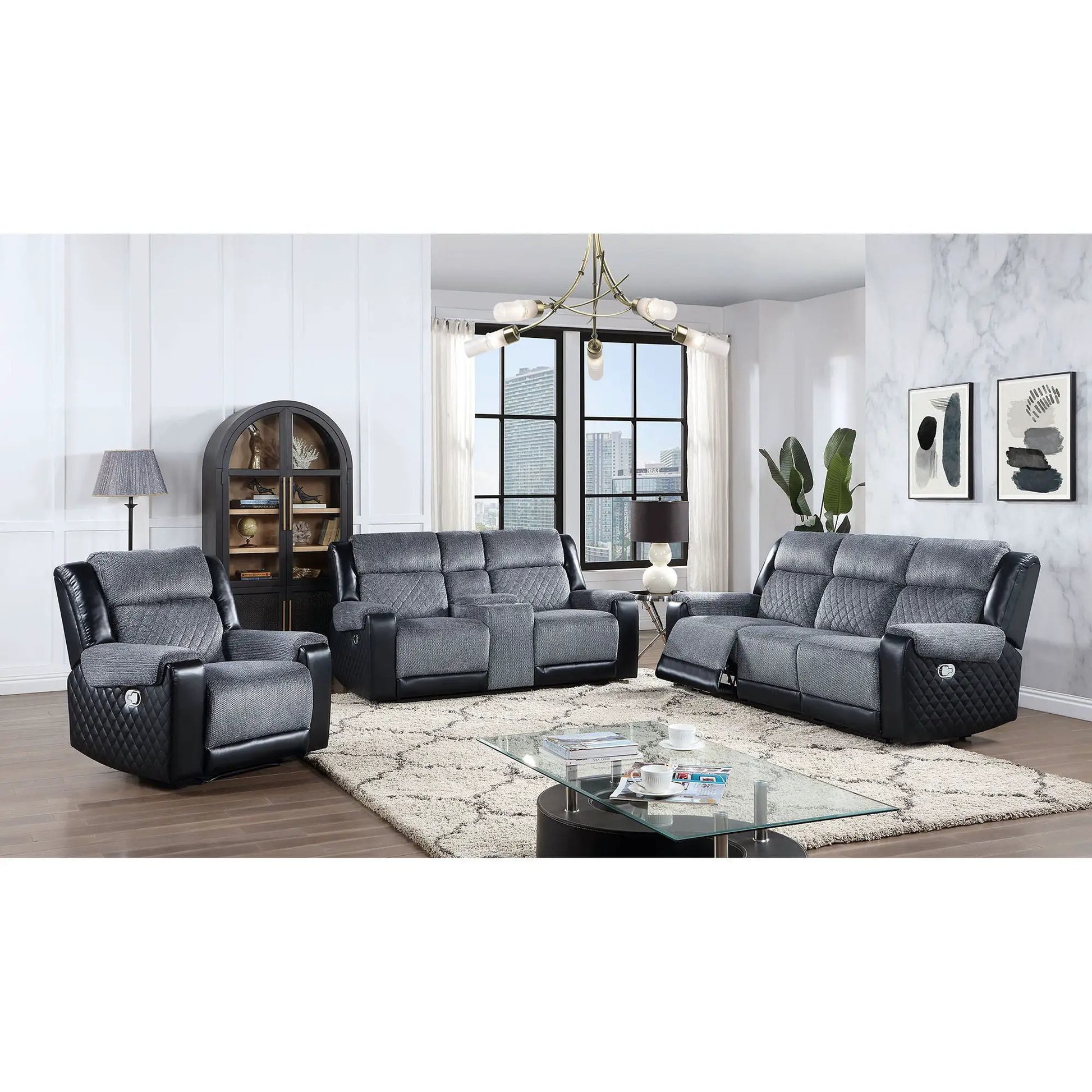 Alicia reclining chair set of 6 in gray and black fabric by Unique Piece Furniture on Tampa Home & Garden Store