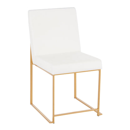 Contemporary high-back dining chair set with white upholstery and gold frame HouseOfZazla on Tampa Home & Garden Store