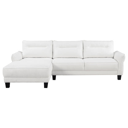 Granholm Upholstered Curved Arm Sectional Sofa with left chaise in white, HouseOfZazla on Tampa Home & Garden Store