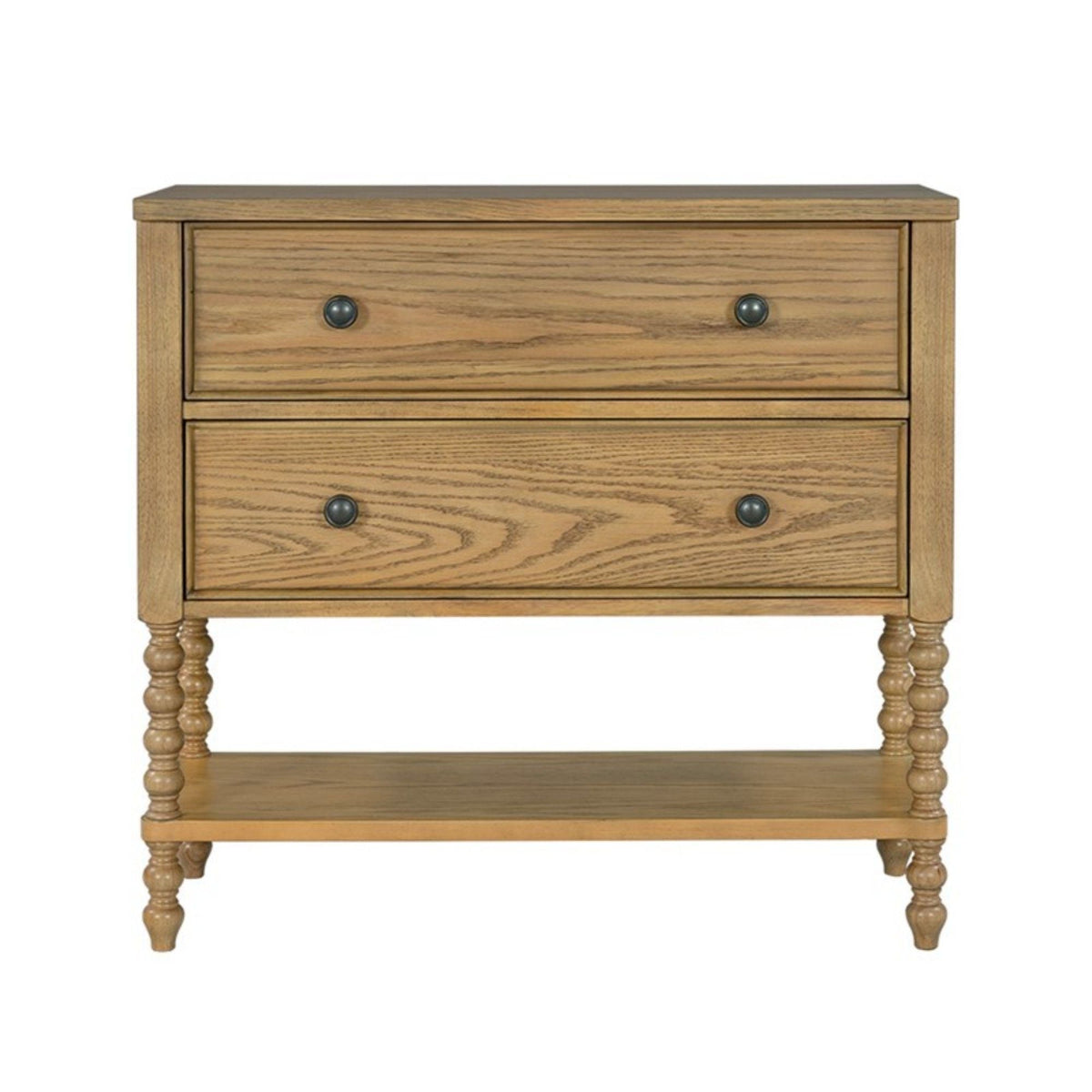 2-drawer accent chest natural wood finish with black knob pulls by HouseOfZazla for hall use on Tampa Home & Garden Store