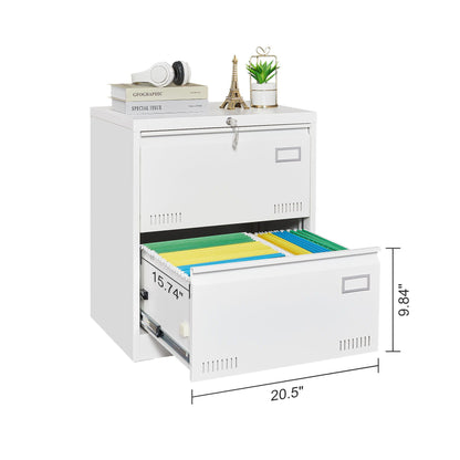 White 3-drawer locking filing cabinet by HouseOfZazla with top books; bottom files visible on Tampa Home & Garden Store