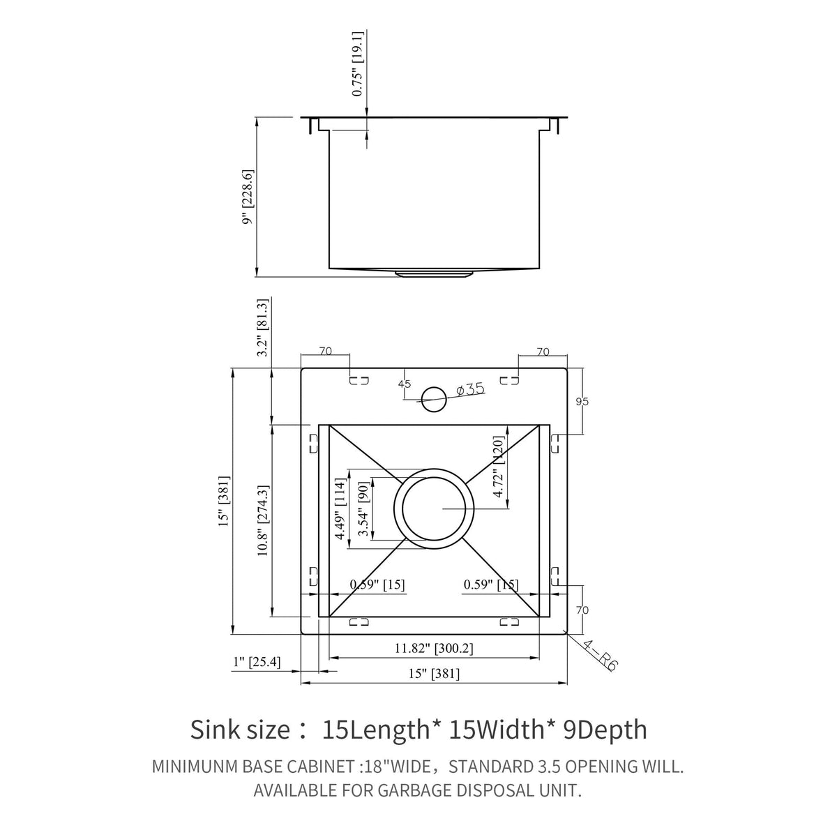 Drop-in kitchen sink workstation by HouseOfZazla in brushed nickel 15in length schematic on Tampa Home & Garden Store