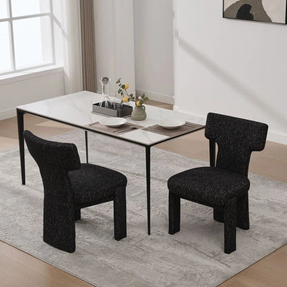 Armless curved-back accent chairs, four black textured chairs with metal legs on Tampa Home & Garden Store
