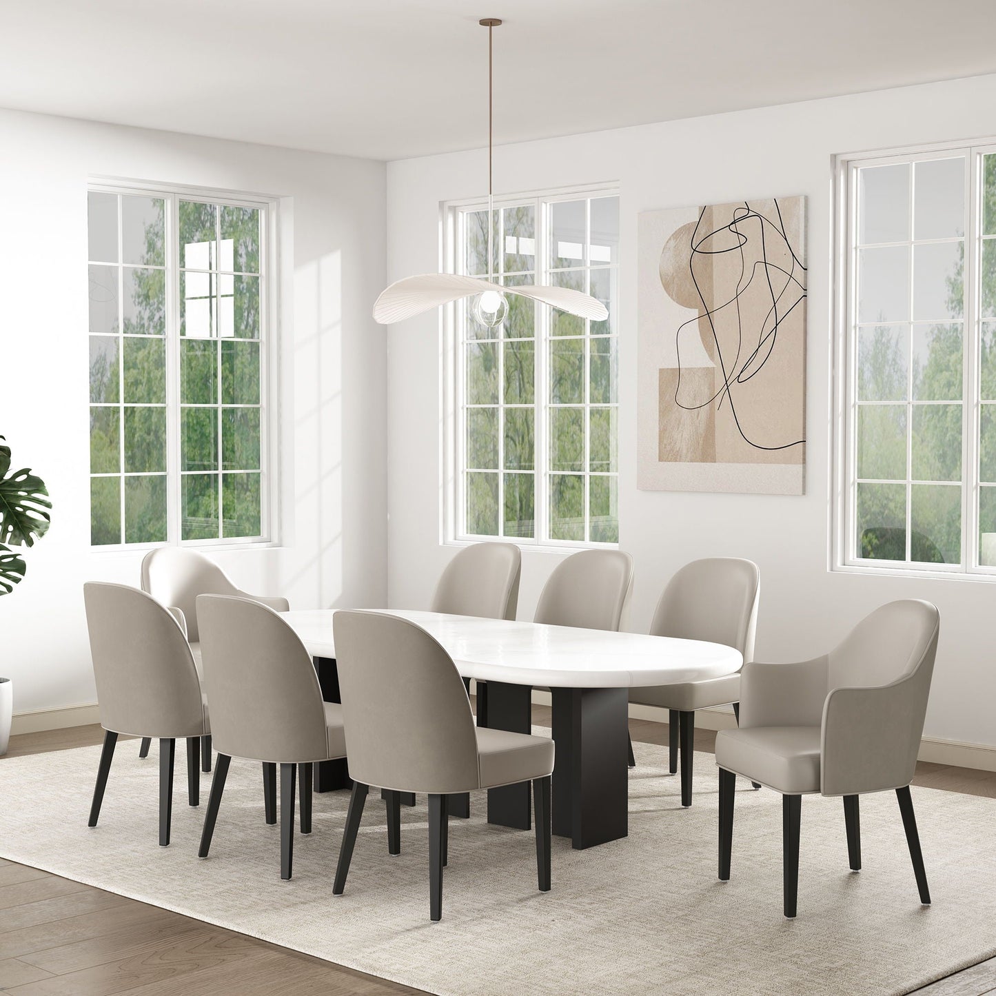 Modern Solid Beech Wood and Vegan Armchair