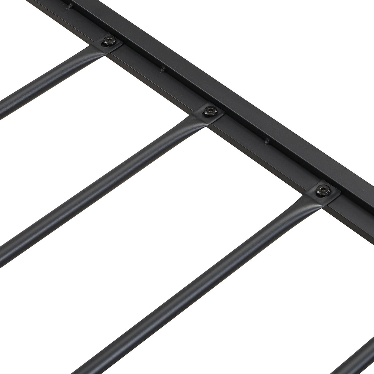 Black metal storage bed frame rail with screw joints on Tampa Home & Garden Store