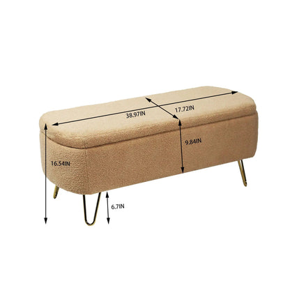 Storage Ottoman Bench with Faux Fur End of Bed