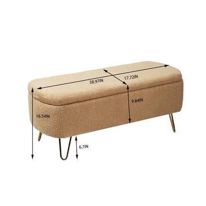 Soft Faux Fur Storage Ottoman For Bedroom