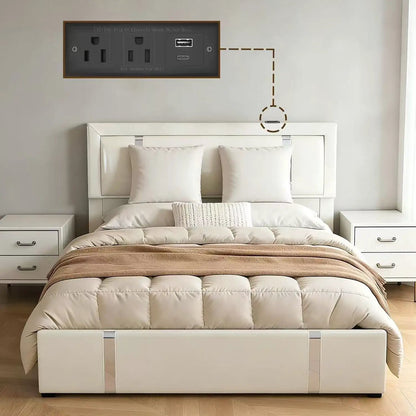Upholstered Platform Bed Frame With Usb Charging