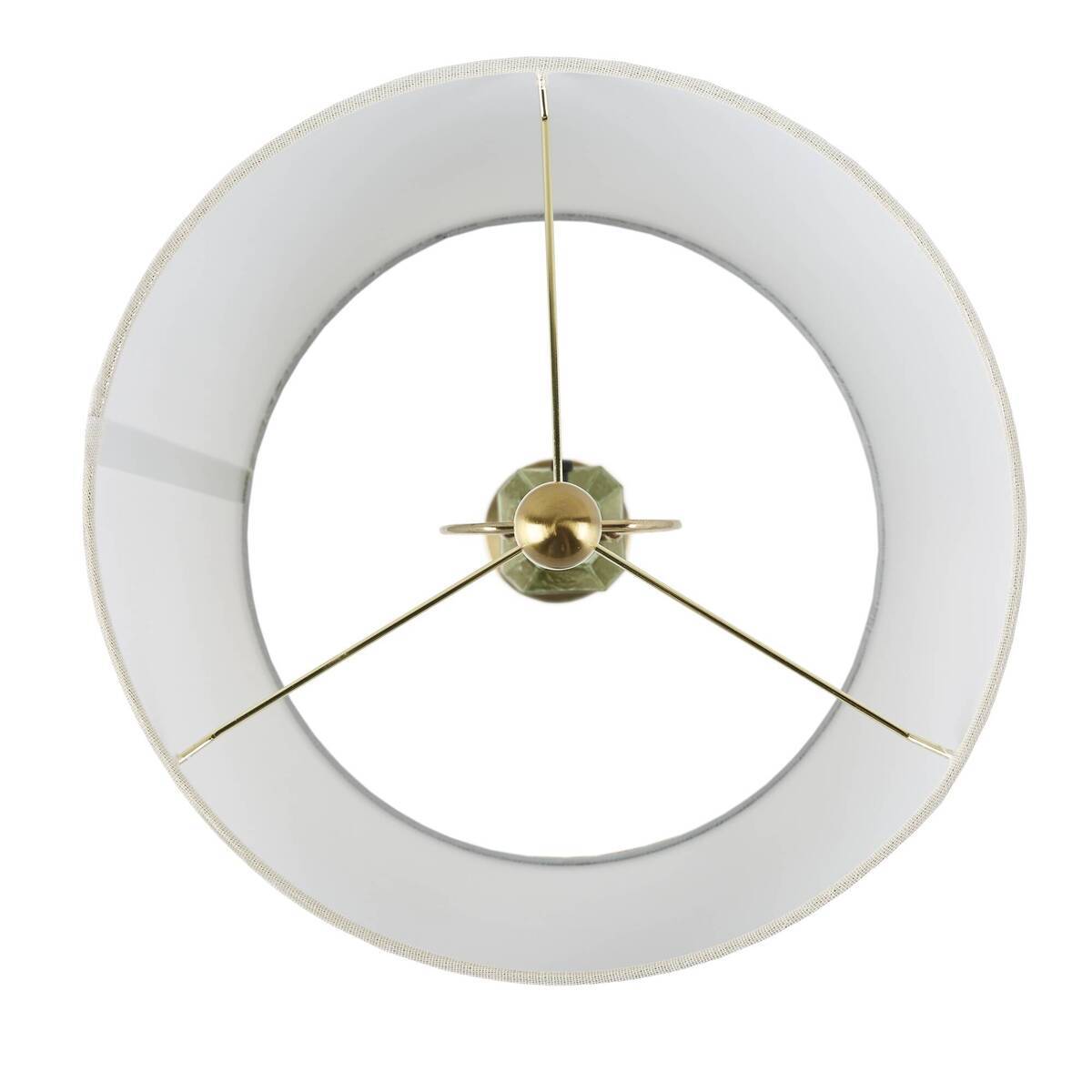 Faceted green glass table lamp with gold metal spokes and a white circular shade by HouseOfZazla on Tampa Home & Garden Store