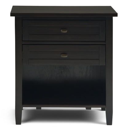 Warm Shaker bedside table with two drawers, black espresso finish, handcrafted by HouseOfZazla on Tampa Home & Garden Store