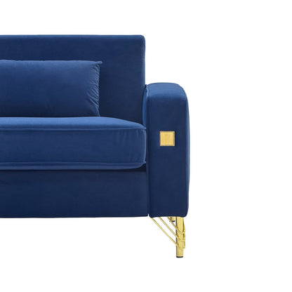 Royal Blue Velvet Sofa and the Loveseat Set