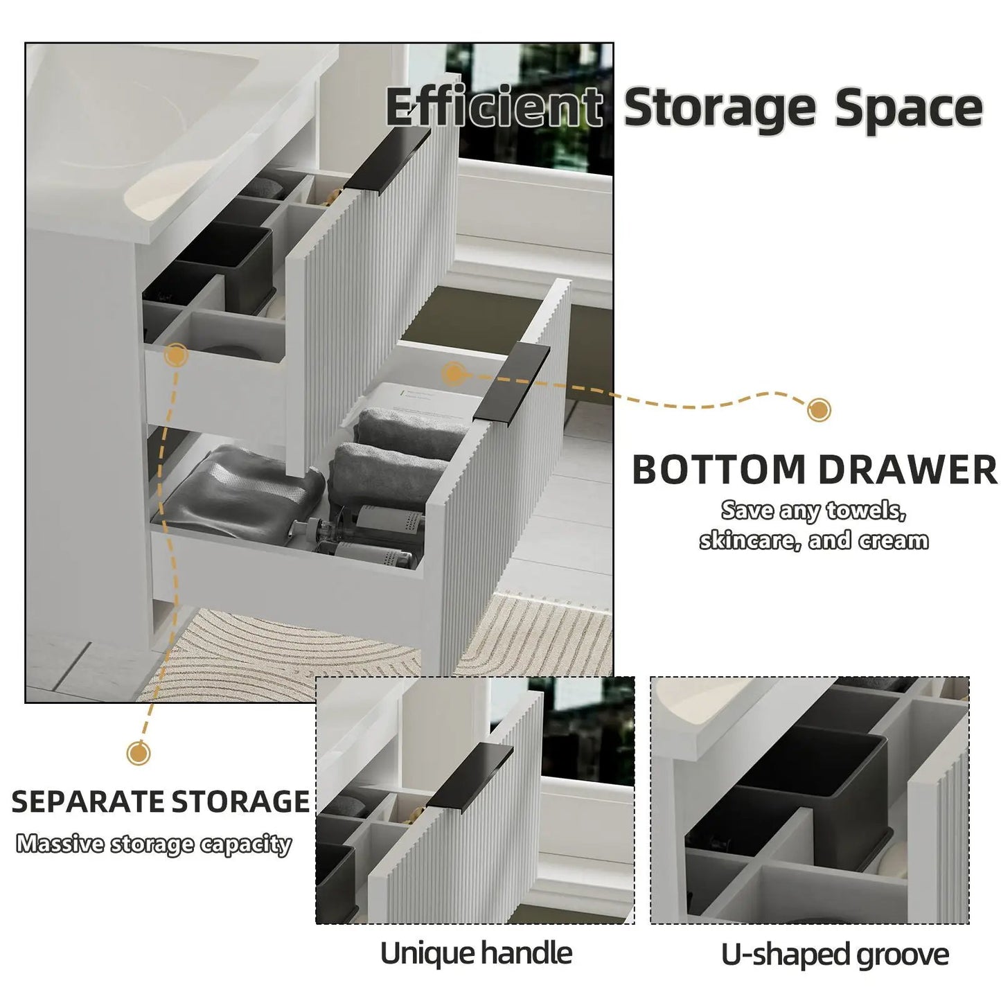 Floating Wall Mounted Vanity Sink and Drawers