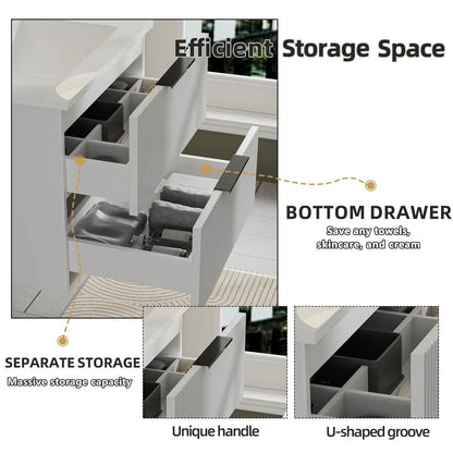 Floating Wall Mounted Vanity Sink and Drawers