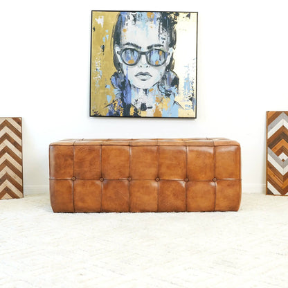 Benjiro bench tan leather upholstered with tufted panels by Unique Piece Furniture on Tampa Home & Garden Store