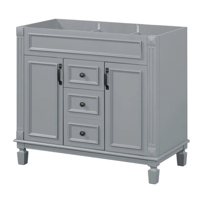 Gray bathroom vanity base with 2 soft-closing doors and 2 drawers decorative panel fronts on Tampa Home & Garden Store