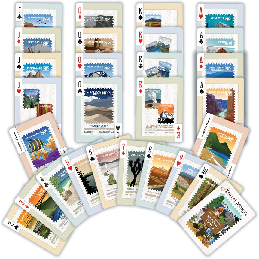 National Parks Travel Stamps Playing Cards deck with park imagery by The Country Christmas Loft on Tampa Home & Garden Store